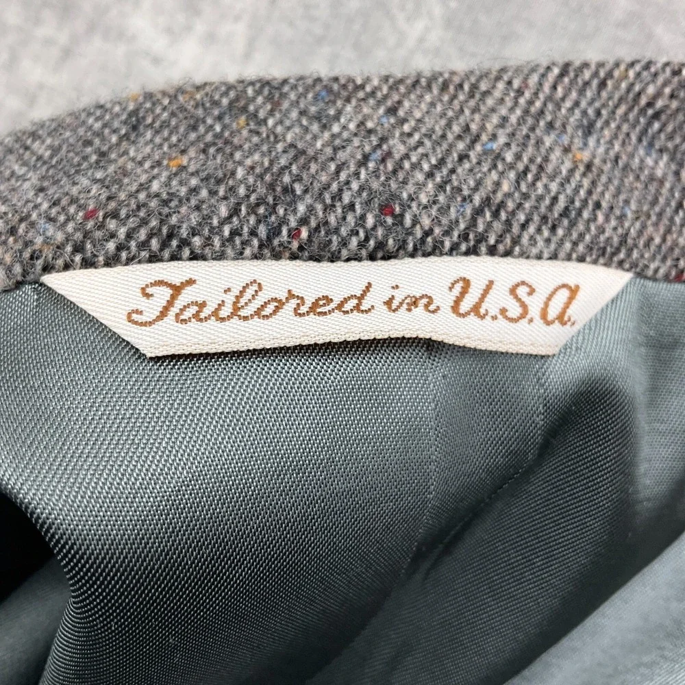 Stafford Blazer Men 42R Gray Multi Wool Tweed Suede Elbow Patch Jacket USA VTG